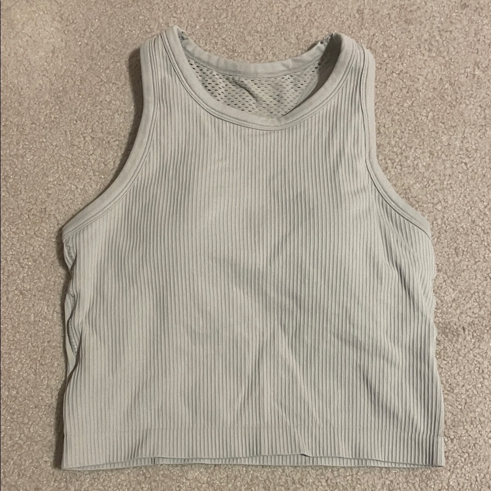 Ribbed Crop Tank Top in Light Sage